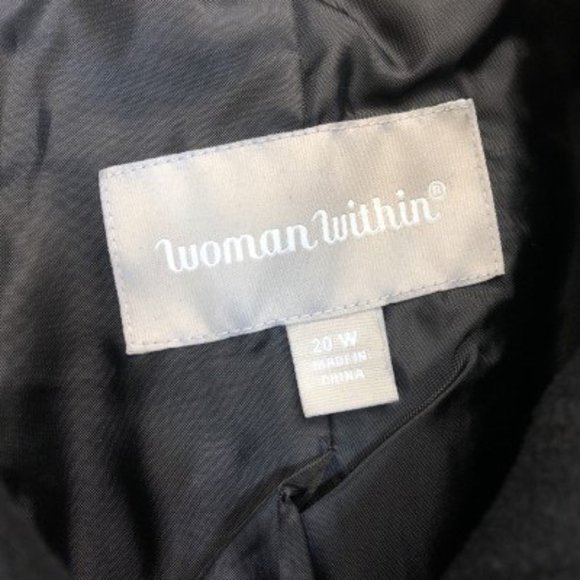 Woman Within Size 20W Wool Blend Black Trench Coat - Picture 3 of 6